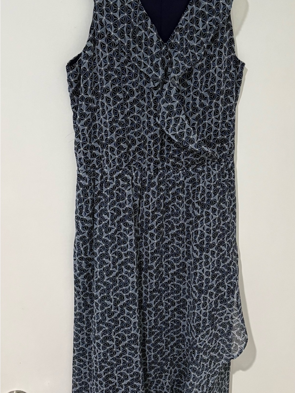 Banana Republic Navy Geometric Sleeveless Midi Dress